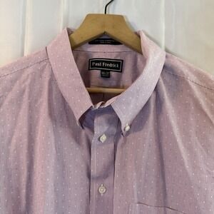 PAUL FREDERICK Mens 18.5 / 37 Classic Fit Purple Button SHIRT Long Staple Cotton
